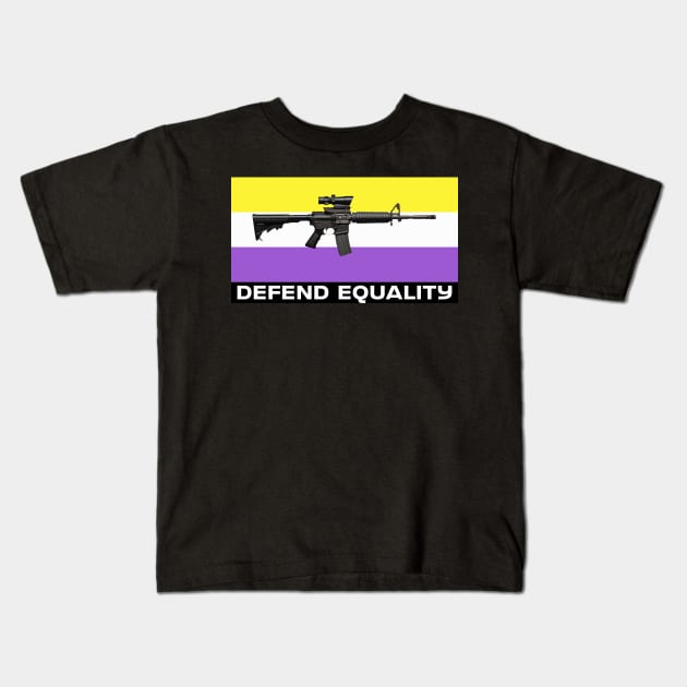 Defend Equality (Non Binary Flag)| First Amendment| Cool and Cute Stickers| T-Shirts Kids T-Shirt by RevolutionToday